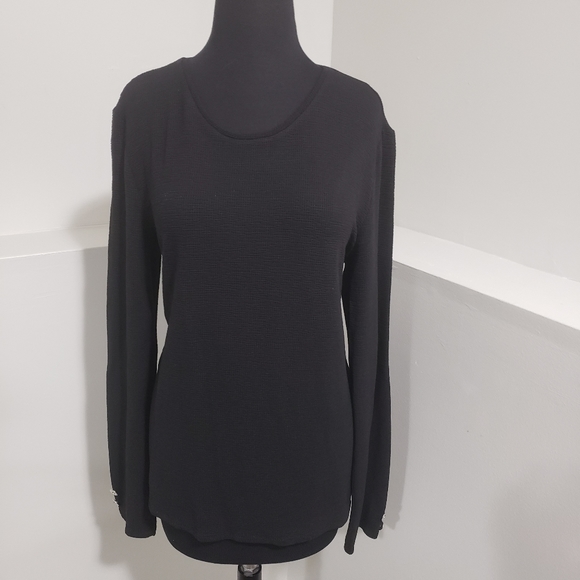 Zara Tops - Zara Long Sleeve Black Shirt with Silver Accents, Size XL NWT